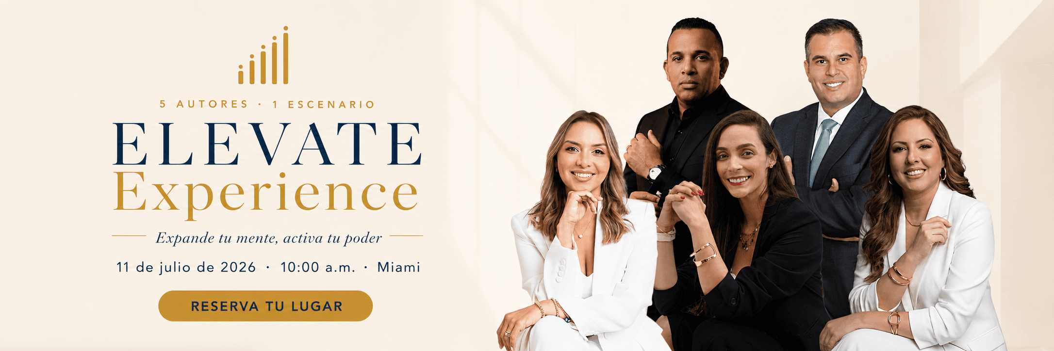 Elevate Experience — 5 Autores · 1 Escenario · 11 de julio 2026 · Miami